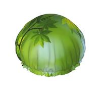 Gorro de ducha con forro suave con estampado de naturaleza verde, doble capa, lavable, banda elástica ancha, gorro de ducha para el baño