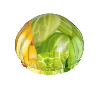 Gorro de ducha con imágenes de costura de alimentos, gorro de baño estampado, gorro de ducha reutilizable impermeable para mujeres y hombres, gorros de baño para el cabello