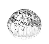 Gorro de ducha con mapa, mapa vintage de EE. UU. con inscripción de estados Gorros de baño impermeables de doble capa de California, perfectos para todas las longitudes y grosores de cabello