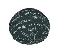 Gorro de ducha con patrón de fórmulas matemáticas escritas a mano, gorros de pelo largo reutilizables para mujeres con banda elástica, gorro de ducha de baño de doble capa para adultos y niños