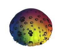 Gorro de ducha con patrón de huellas de patas para hombres, unisex, reutilizable, impermeable, largo y grueso, cuidado del cabello, corto, baño para niños