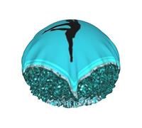 Gorro de ducha con texto "I Love Gymnastics para mujeres y niñas, reutilizable, impermeable, para todo el cabello