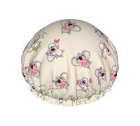 Gorro de ducha Cute Koala Gorros de ducha de baño reutilizables para mujeres Cabello largo Doble capa Impermeable Baño Ducha Sombrero Protector de cabello para niñas Mujeres 1 paquete