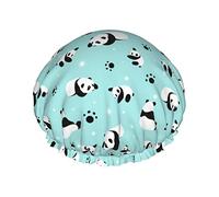 Gorro de ducha Cute Panda Gorros de ducha de baño reutilizables para mujeres Cabello largo Doble capa Impermeable Baño Ducha Sombrero Protector de cabello para niñas Mujeres 1 paquete
