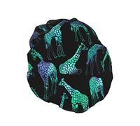 Gorro de ducha Dazzle Giraffe para mujer, impermeable, reutilizable, forro de PEVA, dobladillo elástico ajustable para todo el pelo largo, gorro de baño