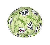 Gorro de ducha de bambú con cabeza de panda linda Gorros de ducha de lujo a prueba de agua para mujeres Gorro de baño reutilizable Gorro de ducha de moda con elástico Fácil de usar