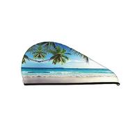 Gorro de ducha de baño de playa Hawaiana de palmera Tropical para mujer, gorro de pelo seco de terciopelo Coral, toallas absorbentes de secado rápido