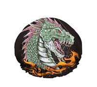 Gorro de ducha de baño impermeable doble Animal Dragon Head Bristle Anger Mouth Spray Fire Reutilizable Sombrero de ducha de moda para mujeres Belleza, BathHair Spa, Home Hotel Travel Use