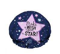 Gorro de ducha de baño impermeable doble Make Wish Upon Star Beautiful Dream Fairy Letter Reutilizable Sombrero de ducha de moda para mujeres Belleza, BathHair Spa, Home Hotel Travel Use