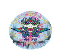 Gorro de ducha de baño impermeable doble Ropa de piloto mecánico Armadura de metal Robot de batalla Pájaro Sombrero de ducha de moda reutilizable fresco para mujeres Belleza, BathHair Spa, Uso en vi