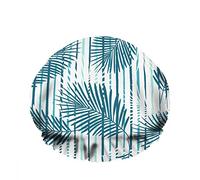 Gorro de ducha de baño impermeable doble Summer Beach Hawaii Jungle Line Leaf Palm Green Reutilizable Sombrero de ducha de moda para mujeres Belleza, BathHair Spa, Home Hotel Travel Use