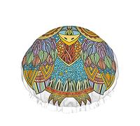 Gorro de ducha de búho, dibujos animados Zentangle Owl Art diseño colorido gorros de baño de doble capa impermeables perfectos para todas las longitudes y grosores de cabello