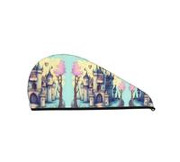 Gorro de ducha de castillo de cuento de hadas: buen rendimiento de absorción de agua y es adecuado para hadas con todo tipo de tipos de cabello