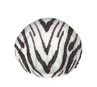 Gorro de ducha de cebra Safari Animal africano Patrón de impresión en blanco y negro Hermosas rayas Gorros de ducha grandes Reutilizable Doble capa Gorro de ducha para el cabello Gorro de baño con e