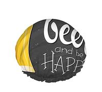 Gorro de ducha de cerveza Word Enjoy Good Beer and Be Happy Bubble Gorros de baño grandes para mujeres Hombres Niñas Cabello largo Sombreros reutilizables impermeables Negro Amarillo