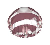 Gorro de ducha de conejito rosa de dibujos animados para mujer, gorro de baño de ducha impermeable reutilizable, doble bLayers, gorro de baño de ducha elástico con forro de Peva suave y cómodo, gorr