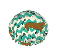 Gorro de ducha de dibujos animados Dachshunds huesos pata gorro de baño reutilizable gorro de ducha de baño elástico suave impermeable para gorras de cabello de todas las longitudes de cabello