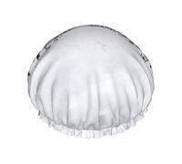 Gorro de ducha de doble banda elástica impermeable con diseño de árbol de nieve blanco con orejas con volantes, para cocina, a prueba de aceite, se puede reutilizar