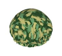 Gorro de ducha de doble capa con diseño de cangrejo de río, reutilizable, impermeable, gorro de ducha grande para mujer, gorro de ducha para ducha con forro de Peva y cuerda elástica