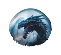 Gorro de ducha de doble capa con diseño de dragón de tormenta azul, reutilizable, resistente al agua, gorro de ducha grande para mujer, gorro de ducha para ducha con forro de Peva y cuerda elástica