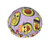 Gorro de ducha de doble capa con diseño de flor de aguacate, reutilizable, impermeable, gorro de ducha grande para mujer, gorro de ducha para ducha con forro de Peva y cuerda elástica