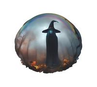 Gorro de ducha de doble capa con estampado de arañas y fantasmas y arcoíris, para mujeres y hombres, reutilizable, ligero y suave