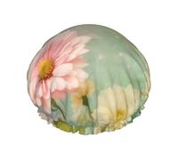 Gorro de ducha de doble capa con estampado de flores florales y margaritas, gorros de ducha para uso doméstico