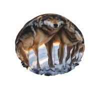 Gorro de ducha de doble capa con estampado de lobos, para mujeres y hombres, gorros de ducha para uso doméstico