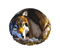 Gorro de ducha de doble capa con estampado de lobos, para mujeres y hombres, gorros de ducha para uso doméstico