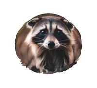 Gorro de ducha de doble capa con estampado de mapache lindo (1) para mujeres y hombres, reutilizable, ligero y suave