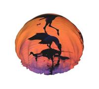 Gorro de ducha de doble capa con estampado de patos salvajes voladores de caza, gorros de ducha para mujeres y hombres, gorros de ducha para uso doméstico