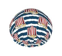 Gorro de ducha de doble capa de palomitas de maíz, reutilizable, impermeable, gorro de ducha grande para mujer, gorro de ducha para ducha con forro de Peva y cuerda elástica