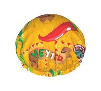 Gorro de ducha de doble capa, diseño de cactus y chile, reutilizable, ligero y suave, para mujer