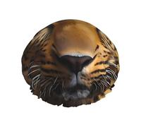 Gorro de ducha de doble capa para mujer, con diseño de leopardo de ojos profundos, reutilizable, de gran tamaño, adecuado para todas las longitudes de cabello, adecuado para niñas, spa y uso en salón