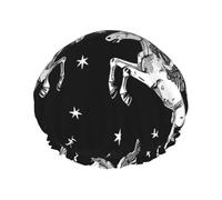 Gorro de ducha de doble capa, reutilizable, impermeable, retro, celestial, para mujer, Reino Unido