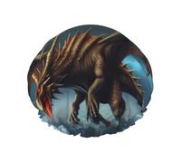 Gorro de ducha de dragón volador para mujeres y hombres, grande, reutilizable, doble capa, impermeable, banda elástica, sombrero para todos los peinados, apto para viajes