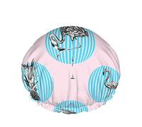 Gorro de ducha de flamenco Gorro de baño repelente al agua Reutilizable Poliéster elástico duradero para hombres Mujeres 4.3x10.6 pulgadas