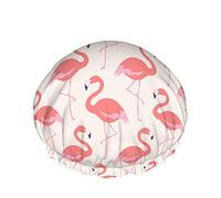 Gorro de ducha de flamenco Gorro de baño repelente al agua Reutilizable Poliéster elástico duradero para hombres Mujeres 4.3x10.6 pulgadas
