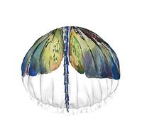 Gorro de ducha de libélula Alas grandes Acuarela Animal Dibujado a mano Pintura Naturaleza Vida salvaje Gorros de ducha grandes Reutilizable Doble capa Gorro de baño para el cabello Gorro de baño co
