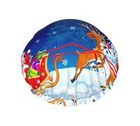 Gorro de ducha de Papá Noel multiescena y multiusos de doble capa impermeable y gorro de cocina, adecuado para adultos, niños y hombres y mujeres.