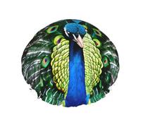 Gorro de ducha de pavo real fresco reutilizable para mujer, gorro de baño impermeable de doble capa, esencial para el cuidado del cabello