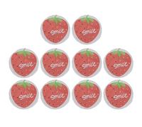 Gorro de ducha de plástico EVA Gorro de baño reutilizable impermeable para mujeres Viajes Spa Hotel Peluquería Uso en el hogar 10 piezas Patrón de impresión de frutas de dibujos (Fresa)