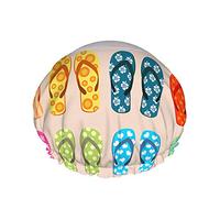 Gorro de ducha de playa, mar de playa de Hawaii de verano y chanclas de colores Gorros de baño impermeables de doble capa, perfectos para todas las longitudes y grosores de cabello