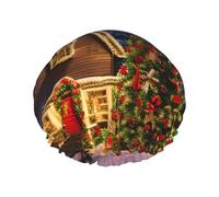 Gorro de ducha de pueblo de carnaval de Navidad con una doble capa de, mantiene bien tu cabello, ya sea durante la ducha o el baño.