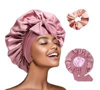 Gorro de ducha de seda para dormir con banda elástica para mujer Gorro de seda Silk Bonnet Gorro de dormir de seda Gorro de satén Sleep Cap Gorro de ducha (DE/NL/SE/PL, Alfanumérico, Talla única, M