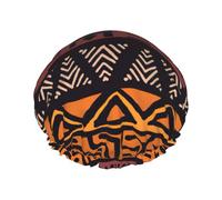 Gorro de ducha de tela de barro africano con estampado tribal para mujer, ligero, reutilizable, suave, impermeable, a prueba de fugas.