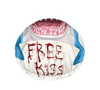 Gorro De Ducha De Tiburón, Animal Divertido Tiburón Azul Con Cartel De Beso Libre De Sangre Gorros De Baño De Doble Capa Impermeables Perfectos Para Todas Las Longitudes Y Grosores De Cabello