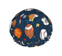 Gorro de ducha deportivo con estampado de juego de béisbol para mujer, ligero, reutilizable, suave, impermeable, a prueba de fugas.