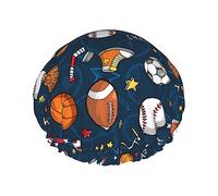 Gorro de ducha deportivo con estampado de juego de béisbol para mujer, ligero, reutilizable, suave, impermeable, a prueba de fugas.
