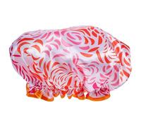Gorro de Ducha Doble Capa Satén Naranja, Reutilizable, para Mujer | Decorativo y Elástico, Cobertura Total del Cabello, Ajuste Seguro, Uso en Ducha y Tintura, Diseño Delicado